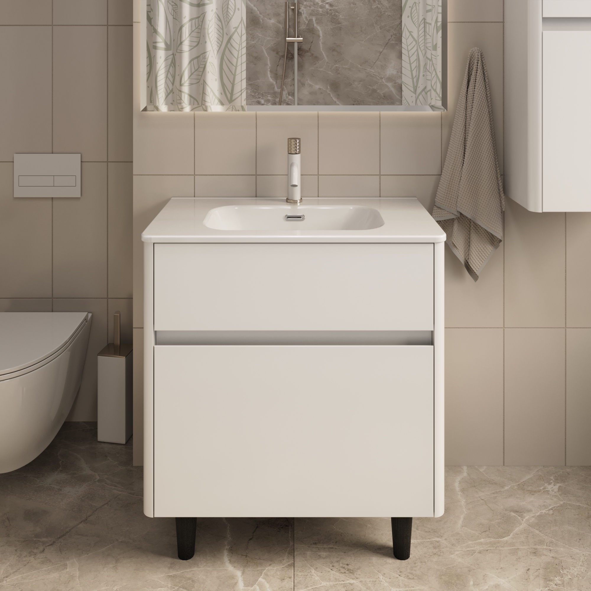 Купить Тумба под раковину Melody 80Н (800х870х453) 2я белый