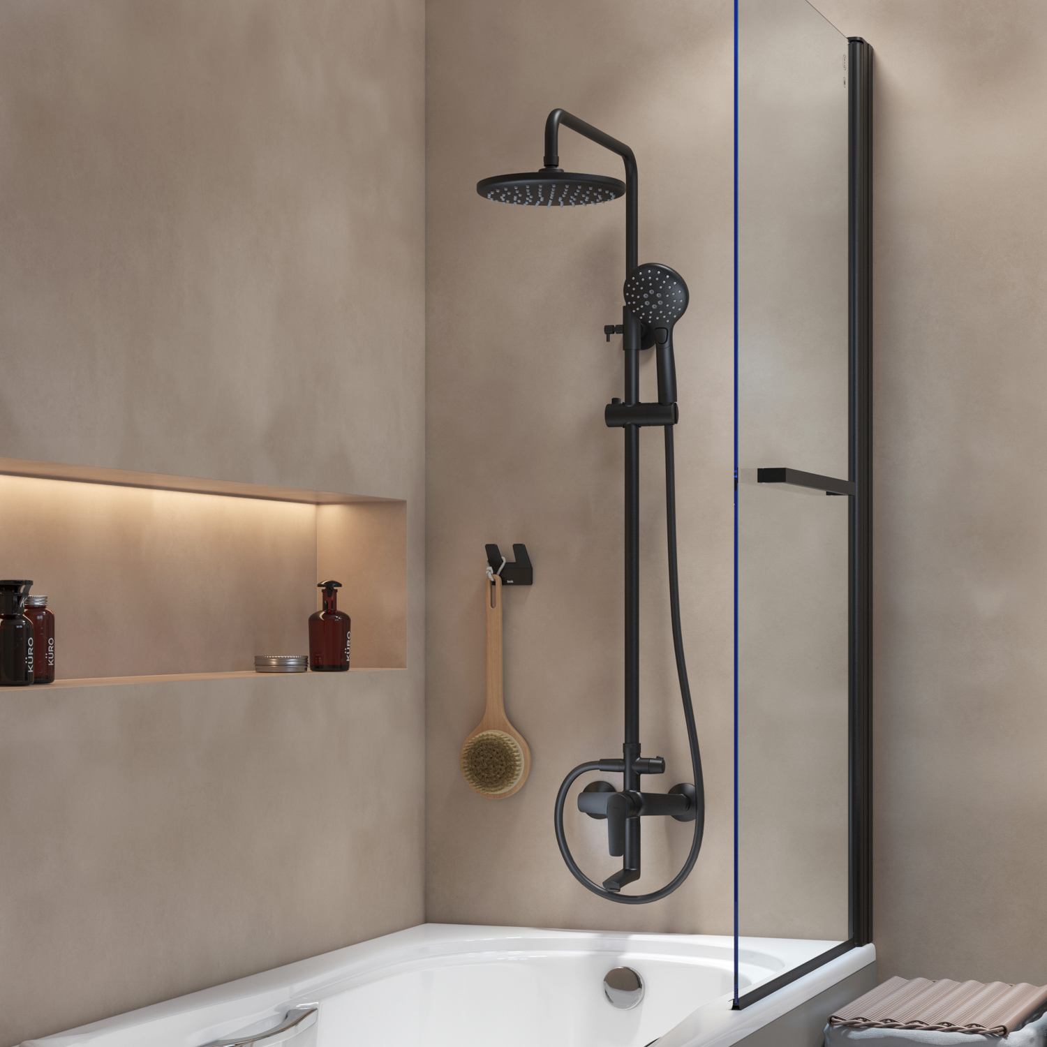 Купить Душевая система  IDDIS Ray с  изливом черный матовый RAYBL3Fi06