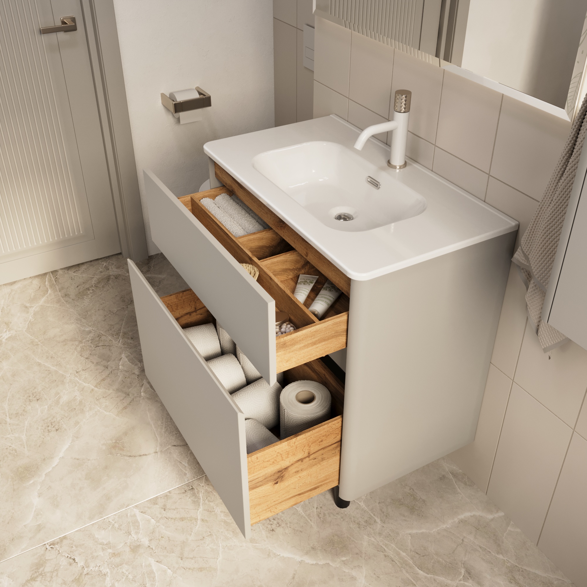 Купить Тумба под раковину Melody 80Н (800х870х453) 2я агатовый серый